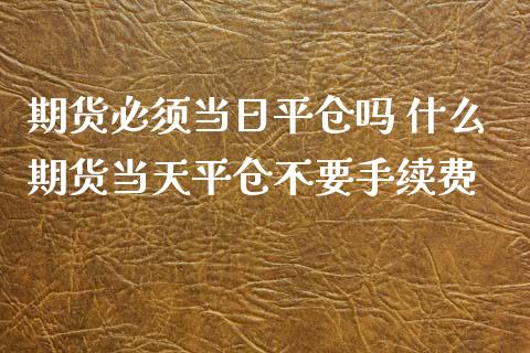 期货必须当日平仓吗 什么期货当天平仓不要手续费
