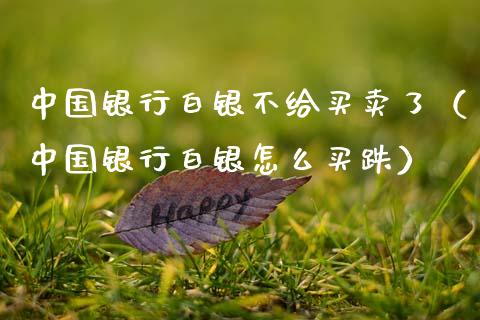 中国银行白银不给买卖了（中国银行白银怎么买跌）