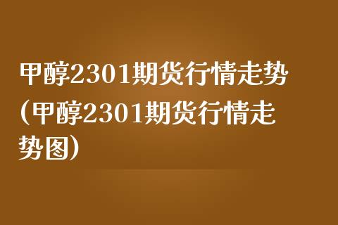 甲醇2301期货行情走势(甲醇2301期货行情走势图)