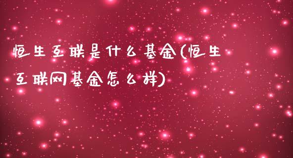 恒生互联是什么基金(恒生互联网基金怎么样)
