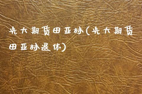 光大期货田亚林(光大期货田亚林退休)