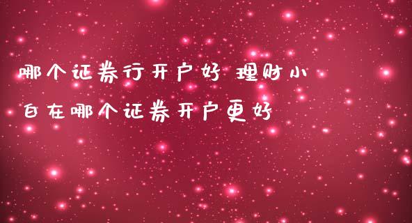 哪个证券行开户好 理财小白在哪个证券开户更好