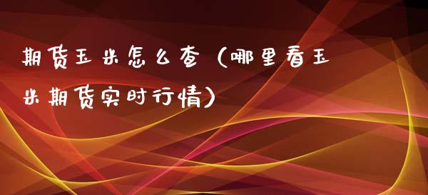 期货玉米怎么查（哪里看玉米期货实时行情）