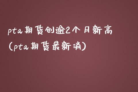 pta期货创逾2个月新高(pta期货最新消)