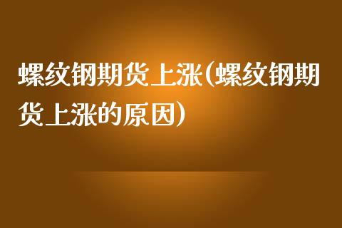 螺纹钢期货上涨(螺纹钢期货上涨的原因)