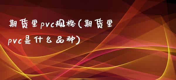 期货里pvc规格(期货里pvc是什么品种)