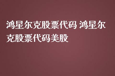 鸿星尔克股票代码 鸿星尔克股票代码美股