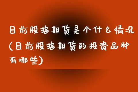 目前股指期货是个什么情况(目前股指期货的投资品种有哪些)