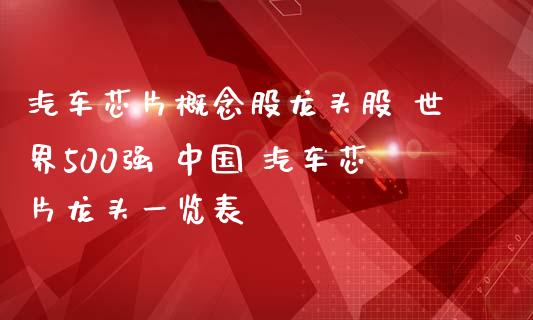 汽车芯片概念股龙头股 世界500强 中国 汽车芯片龙头一览表