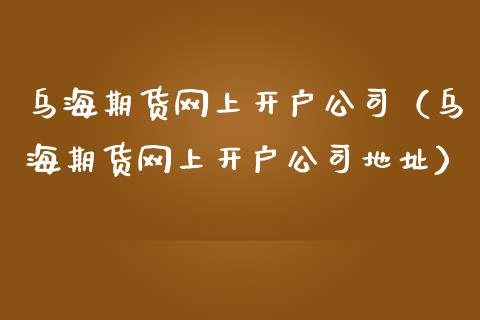 乌海期货网上开户公司（乌海期货网上开户公司地址）