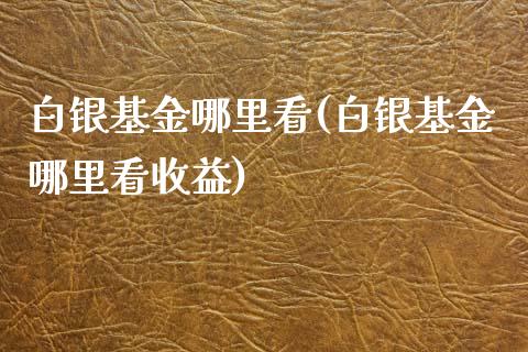 白银基金哪里看(白银基金哪里看收益)