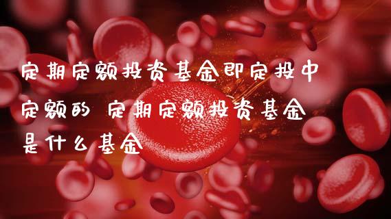定期定额投资基金即定投中定额的 定期定额投资基金是什么基金