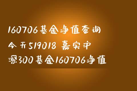 160706基金净值查询今天519018 嘉实沪深300基金160706净值