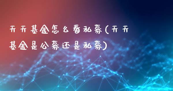 天天基金怎么看私募(天天基金是公募还是私募)