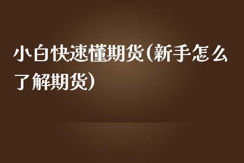 小白快速懂期货(新手怎么了解期货)