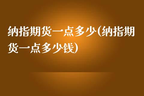 纳指期货一点多少(纳指期货一点多少钱)