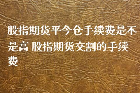 股指期货平今仓手续费是不是高 股指期货交割的手续费