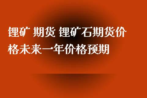 锂矿 期货 锂矿石期货价格未来一年价格预期