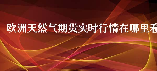 欧洲天然气期货实时行情在哪里看
