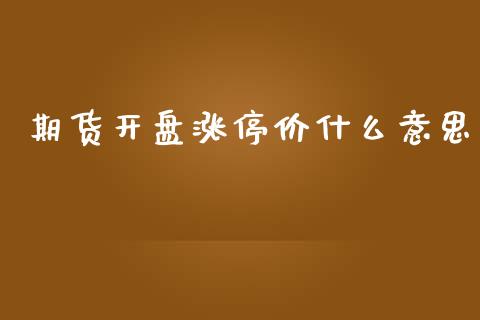期货开盘涨停价什么意思