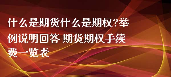 什么是期货什么是期权?举例说明回答 期货期权手续费一览表