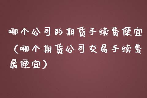 哪个公司的期货手续费便宜（哪个期货公司交易手续费最便宜）