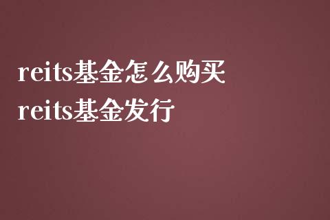 reits基金怎么购买 reits基金发行