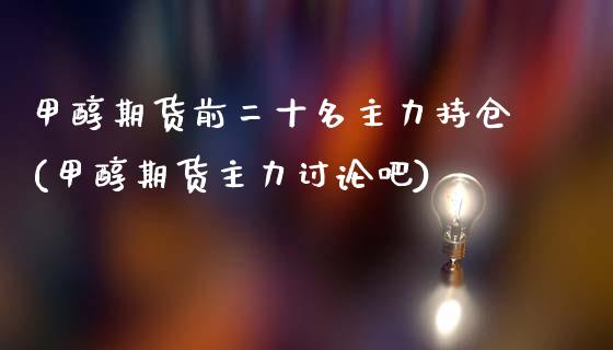 甲醇期货前二十名主力持仓(甲醇期货主力讨论吧)