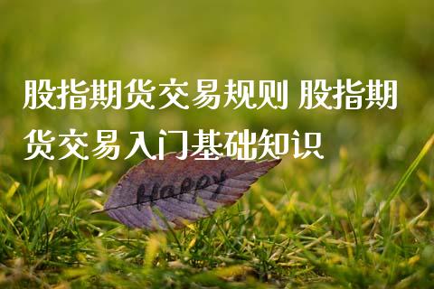 股指期货交易规则 股指期货交易入门基础知识