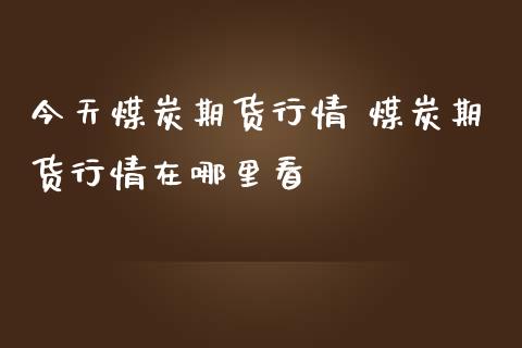 今天煤炭期货行情 煤炭期货行情在哪里看
