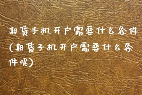 期货手机开户需要什么条件(期货手机开户需要什么条件呢)