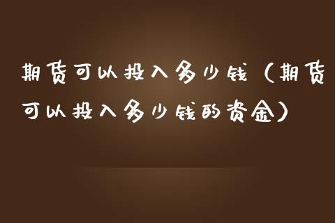期货可以投入多少钱（期货可以投入多少钱的资金）