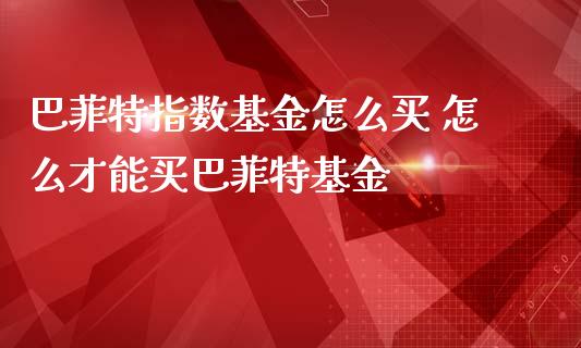 巴菲特指数基金怎么买 怎么才能买巴菲特基金