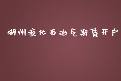 湖州液化石油气期货开户