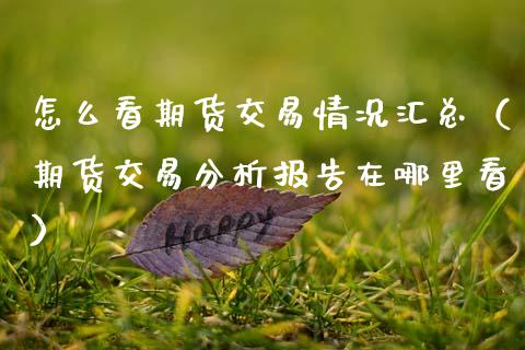 怎么看期货交易情况汇总（期货交易分析报告在哪里看）