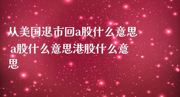从美国退市回a股什么意思 a股什么意思港股什么意思