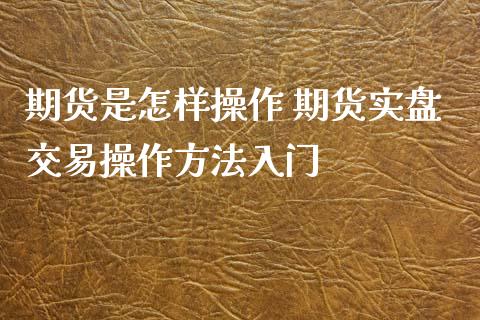 期货是怎样操作 期货实盘交易操作方法入门