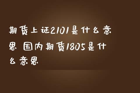 期货上证2101是什么意思 国内期货1805是什么意思
