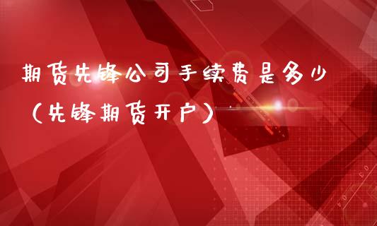 期货先锋公司手续费是多少（先锋期货开户）