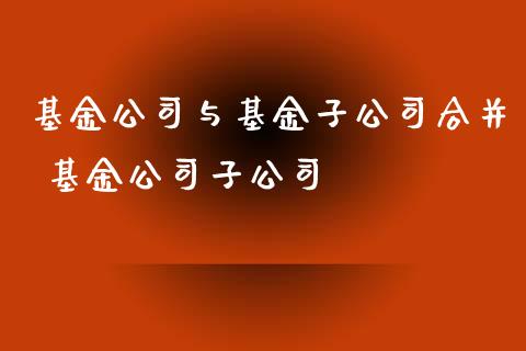 基金公司与基金子公司合并 基金公司子公司