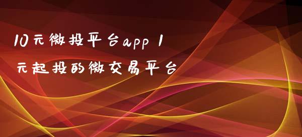 10元微投平台app 1元起投的微交易平台