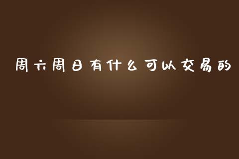 周六周日有什么可以交易的