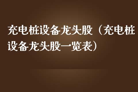 充电桩设备龙头股（充电桩设备龙头股一览表）_https://www.dglong8.com_财经要闻_第1张