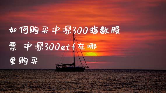 如何购买沪深300指数股票 沪深300etf在哪里购买_https://www.dglong8.com_期货理财_第1张