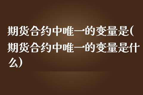 期货合约中唯一的变量是(期货合约中唯一的变量是什么)