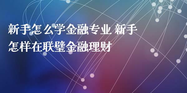 新手怎么学金融专业 新手怎样在联璧金融理财