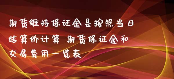 期货维持保证金是按照当日结算价计算 期货保证金和交易费用一览表