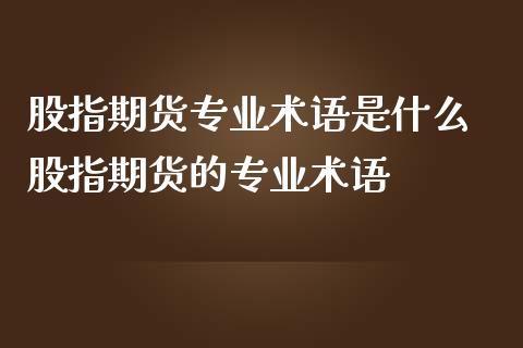 股指期货专业术语是什么 股指期货的专业术语