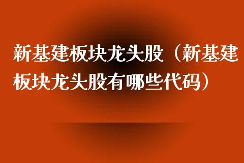 新基建板块龙头股（新基建板块龙头股有哪些代码）