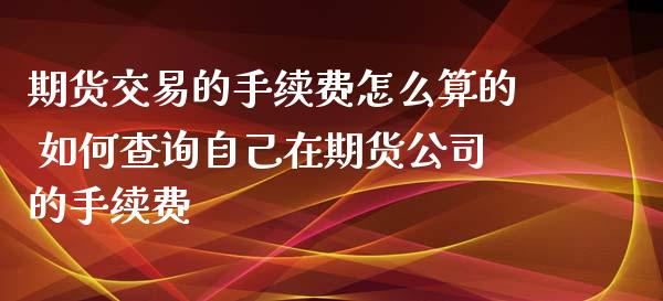 期货交易的手续费怎么算的 如何查询自己在期货公司的手续费
